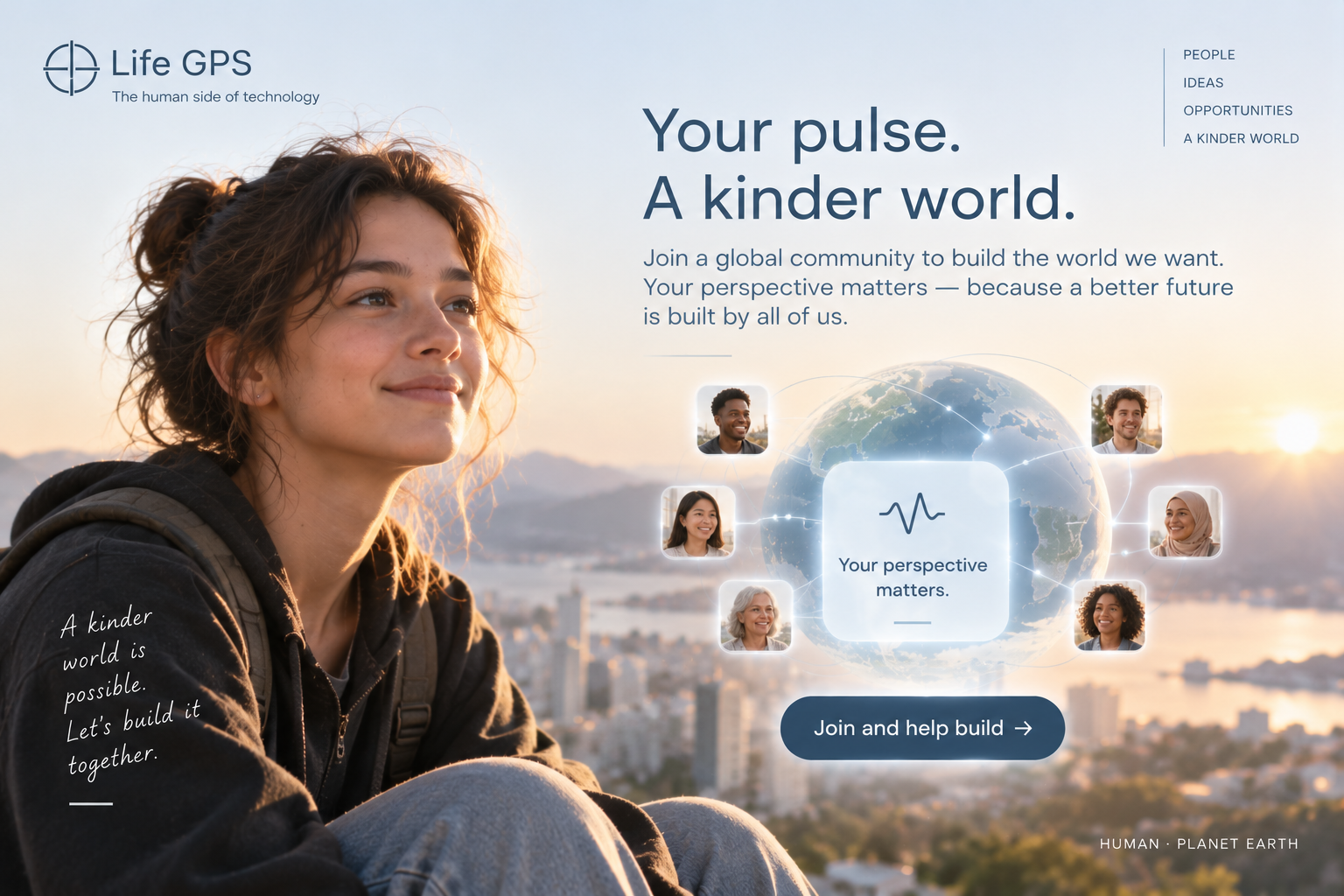 Campaign illustration: one person's Pulse contributing to a shared human rhythm around the world.